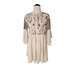 Altar'd State Embroidered Fairy Boho Mini Dress Women's Small Cream Mali Mali